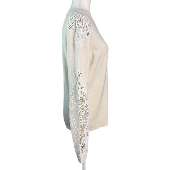 Ted Baker London "Shelsin" Lace-Inset Sweater in Cream Women's Size 10 (TB-4) - Picture 10 of 14